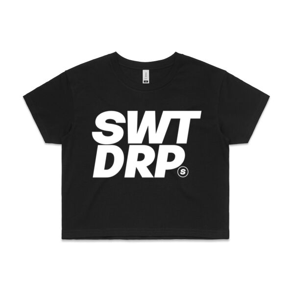Block Print - White - Womens Crop Tee Thumbnail